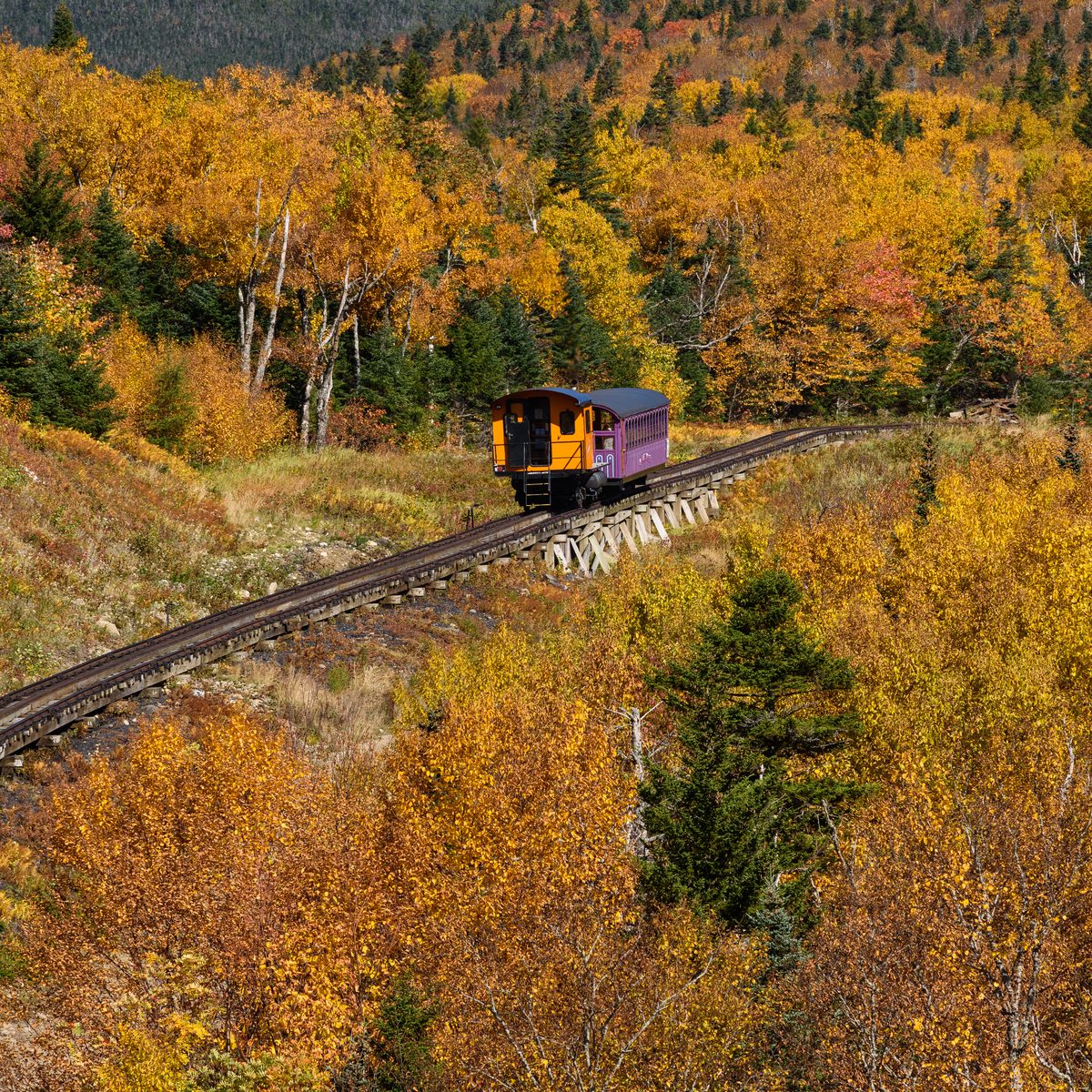 The Mount Washington Cog Railway climbing toward the summit.